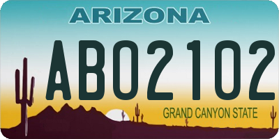 AZ license plate ABO2102