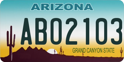 AZ license plate ABO2103