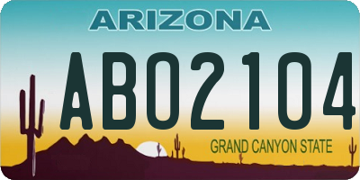 AZ license plate ABO2104
