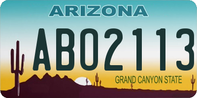 AZ license plate ABO2113