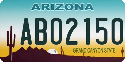 AZ license plate ABO2150