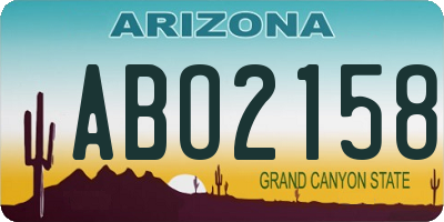 AZ license plate ABO2158