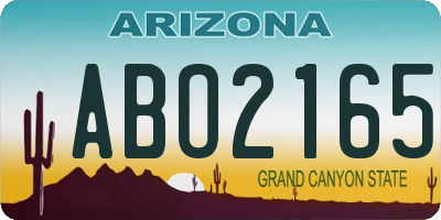 AZ license plate ABO2165