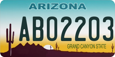 AZ license plate ABO2203