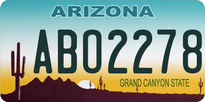 AZ license plate ABO2278