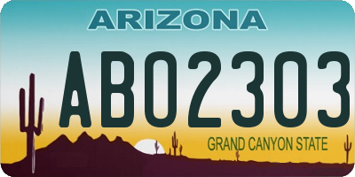 AZ license plate ABO2303