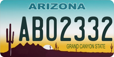 AZ license plate ABO2332