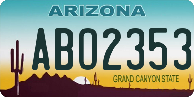 AZ license plate ABO2353