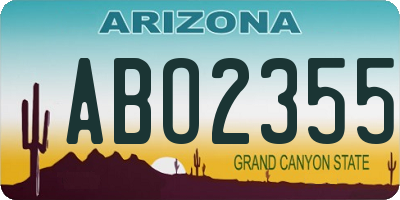 AZ license plate ABO2355
