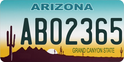 AZ license plate ABO2365
