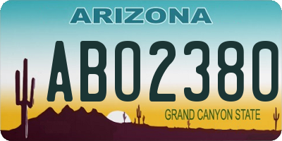 AZ license plate ABO2380