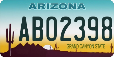 AZ license plate ABO2398