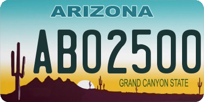 AZ license plate ABO2500