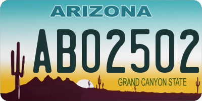 AZ license plate ABO2502