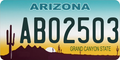 AZ license plate ABO2503