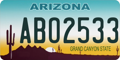 AZ license plate ABO2533