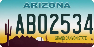 AZ license plate ABO2534