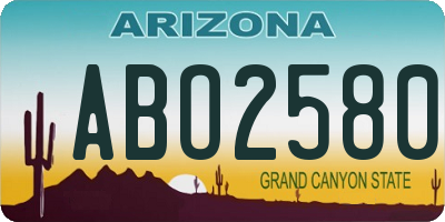 AZ license plate ABO2580