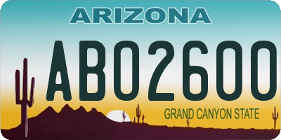AZ license plate ABO2600