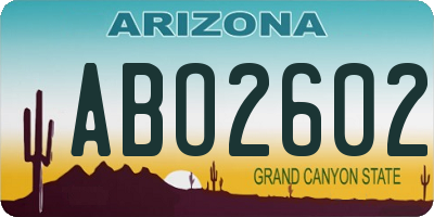 AZ license plate ABO2602