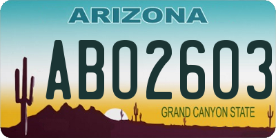 AZ license plate ABO2603