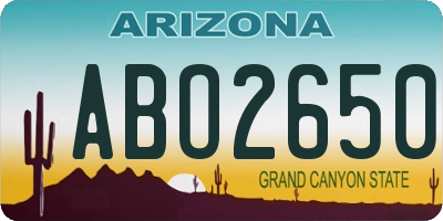 AZ license plate ABO2650