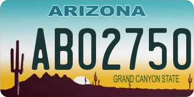AZ license plate ABO2750