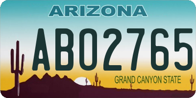 AZ license plate ABO2765