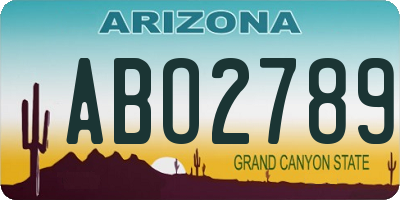 AZ license plate ABO2789