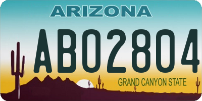 AZ license plate ABO2804
