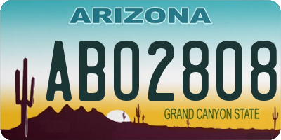 AZ license plate ABO2808