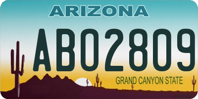 AZ license plate ABO2809