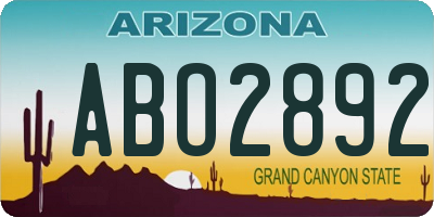 AZ license plate ABO2892