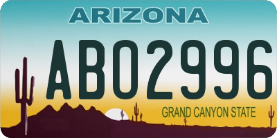 AZ license plate ABO2996
