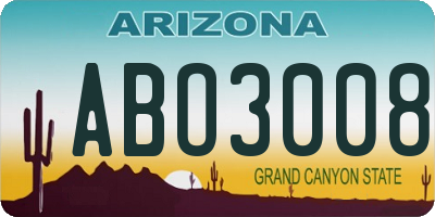 AZ license plate ABO3008