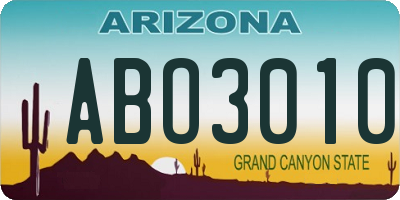 AZ license plate ABO3010