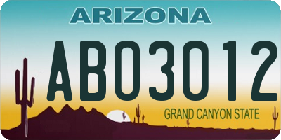 AZ license plate ABO3012