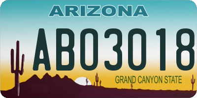 AZ license plate ABO3018