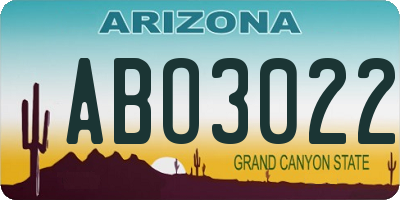 AZ license plate ABO3022