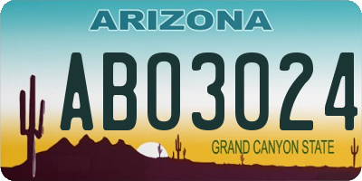 AZ license plate ABO3024