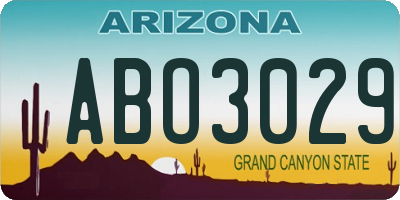 AZ license plate ABO3029