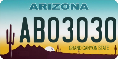 AZ license plate ABO3030