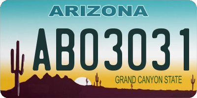 AZ license plate ABO3031