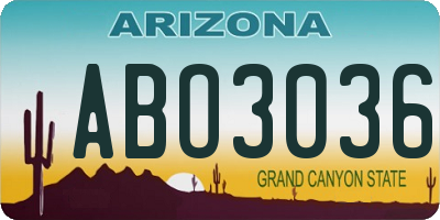 AZ license plate ABO3036