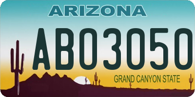 AZ license plate ABO3050