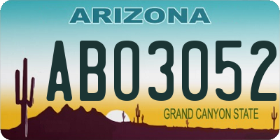 AZ license plate ABO3052
