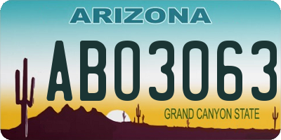 AZ license plate ABO3063