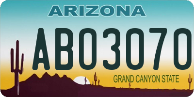 AZ license plate ABO3070