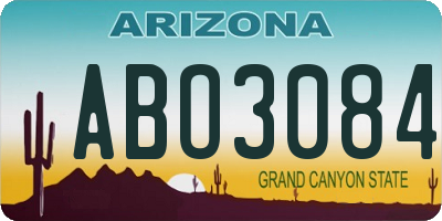 AZ license plate ABO3084