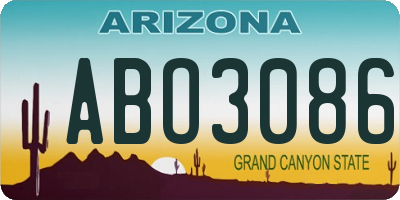 AZ license plate ABO3086